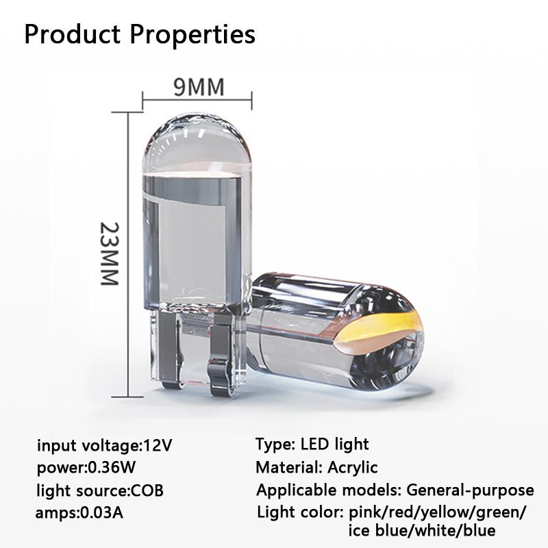 Car LED T10 W5W Canbus Glass Car Light COB Clear 6000K Reading Dome Lamp Marker Wedge License PlateLight Bulb 168 194 192 DC 12V