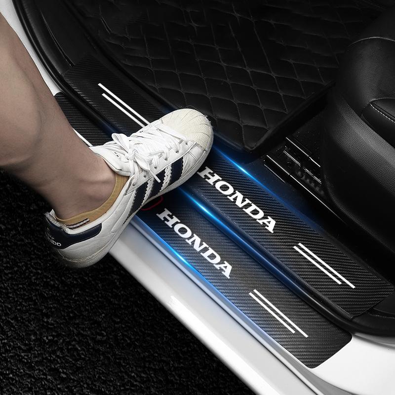 4 ks Ochranné nálepky na prahy dveří z uhlíkových vláken pro Honda Civic Odyssey Vezel Accord Pilot Fit XRV CRV HRV Dio