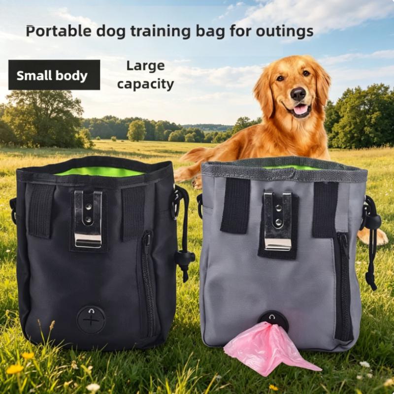 Portable Adjustable Dog Treat Pouch, Large Capacity Walking Waist Bag Foldable Pet Snack Carrier Outdoor Feeding Storage Pack