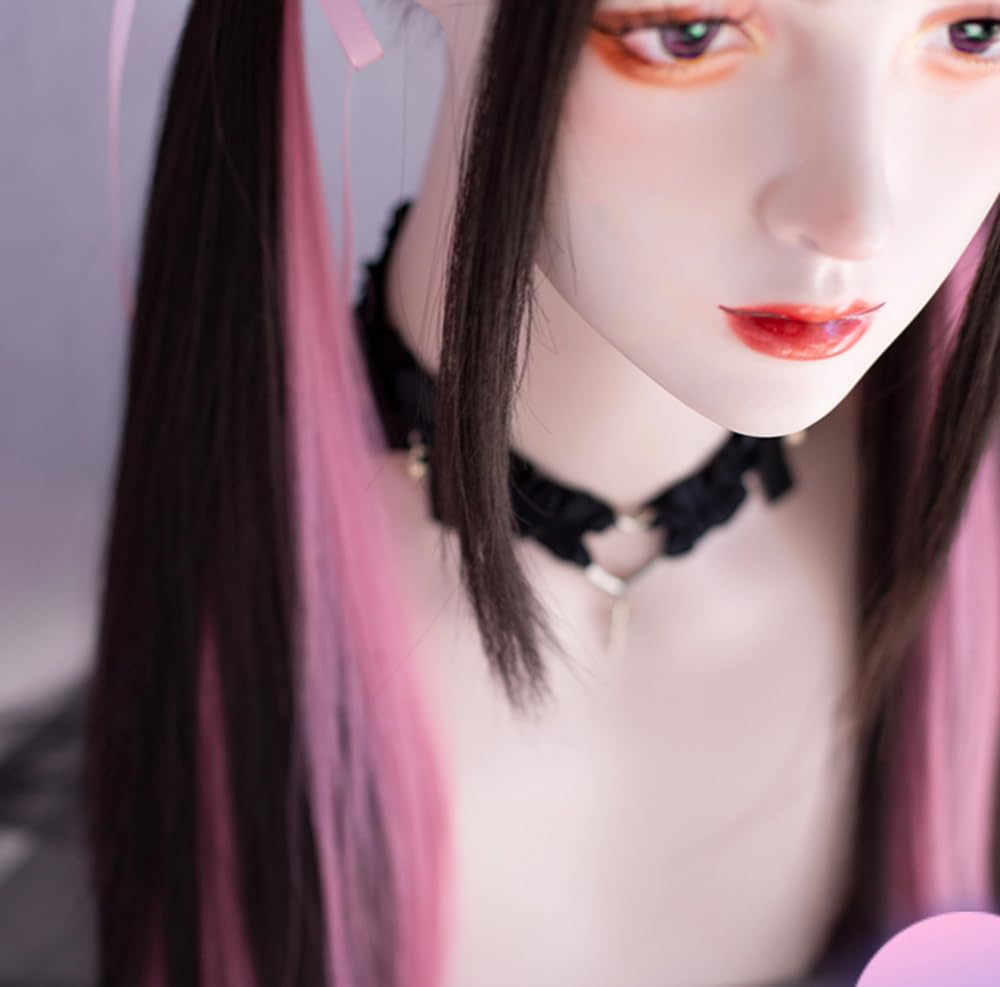 Full Perfect for Everyday Smaller Harajuku Princess with Wig and Events Long, Straight, Black, Pink, Dyed, Wig, Use, Women, Face, Natural, Cosplay,