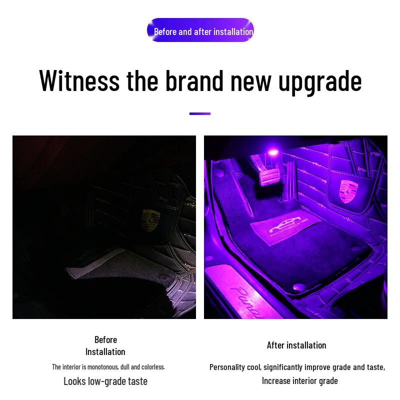USB Car LED Atmosphere Footwell Lights: Wireless One-to-Four Ambient Lighting