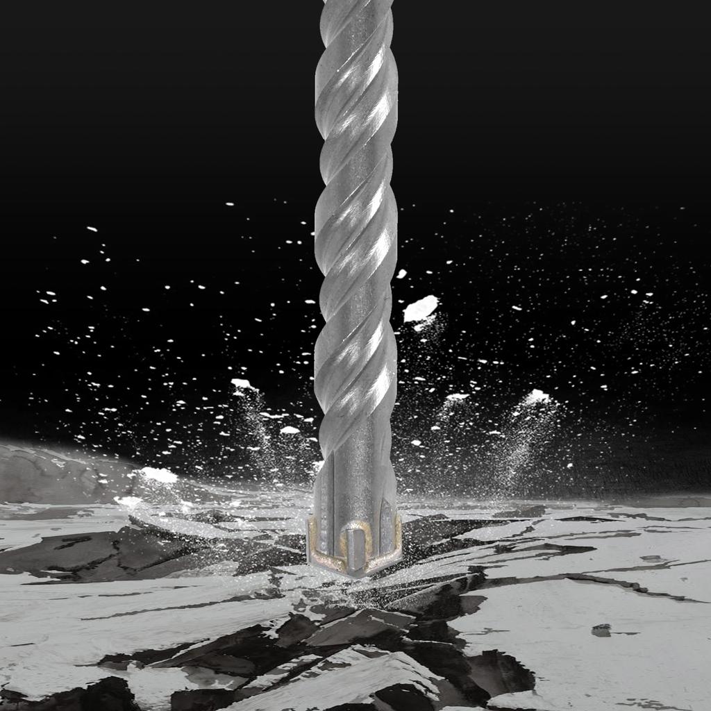 10PCS SDS Plus Hammer Drill Bit Set 5mm~12mm Concrete Cross Drill Bits for Granite, Walls, Ceramic Tile, Stone, Concrete