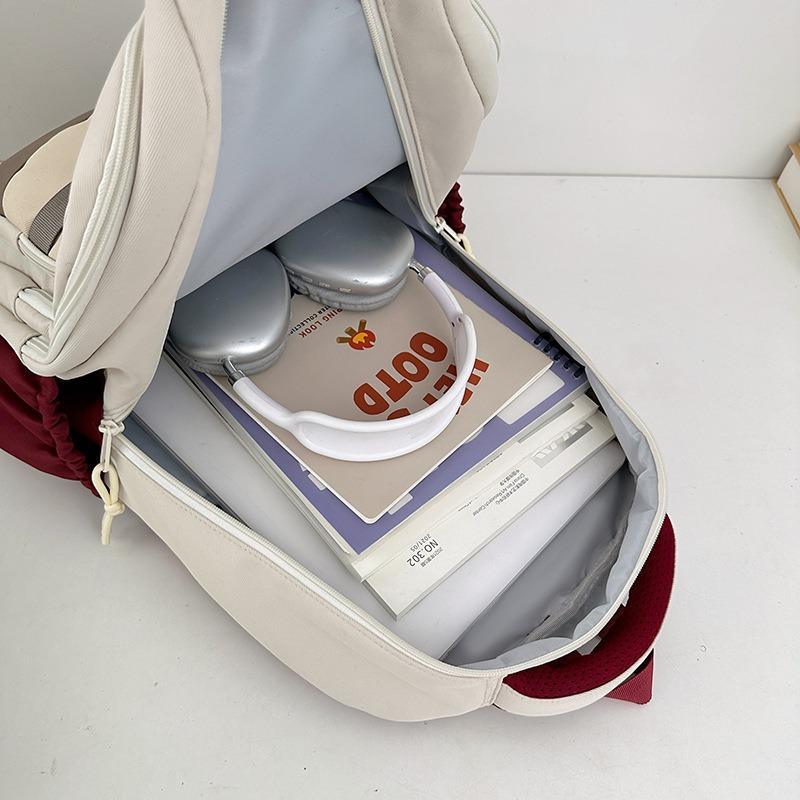 High value, fresh and sweet backpack, junior high school students contrasting color splicing large-capacity backpack