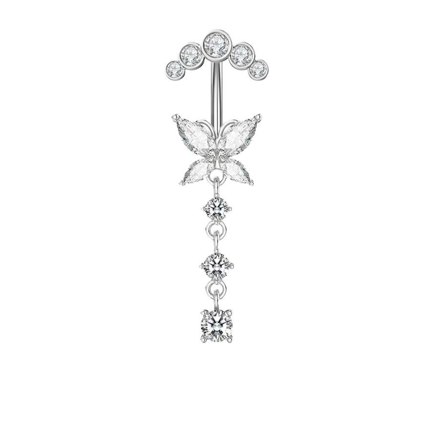 Color Zircon Spiral Piercing Navel Nail Color Butterfly Wind Navel Clip Rabbit Navel Buckle