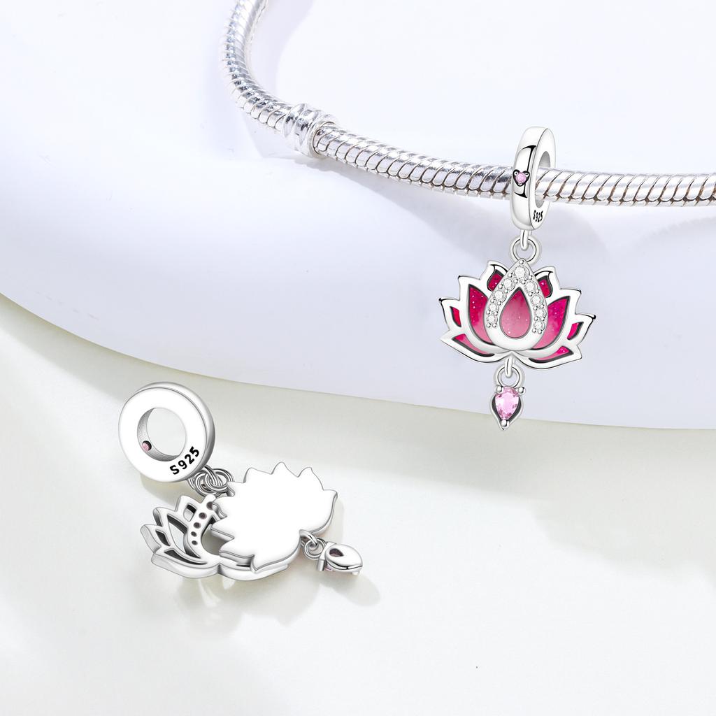 Copperrotatable Blue Flower Mermaid Tail Charms Beads Fit Original Bracelet Necklace Fine Jewelry Women Diy Gifts