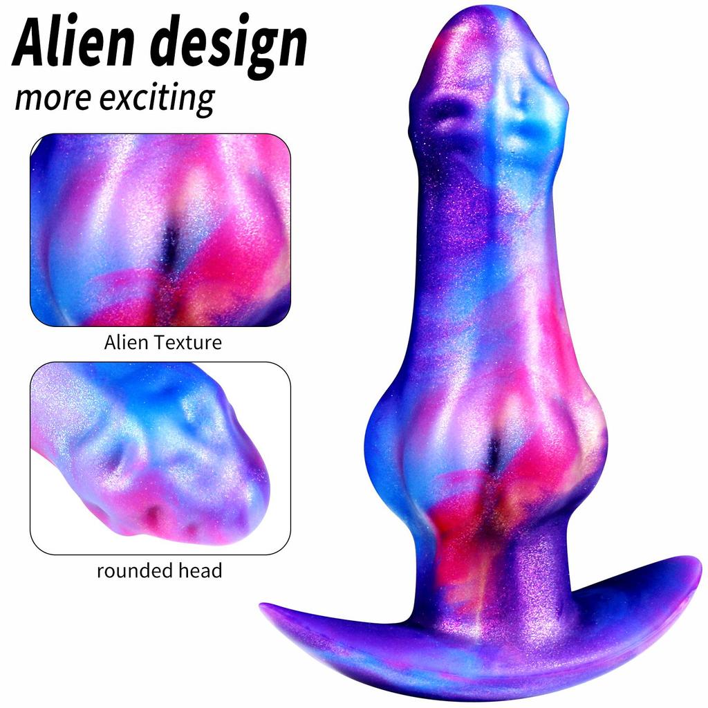 New Colorful Liquid Silicone Anal Plug – Realistic Phallic Design, Suitable for Anal Play and Masturbation (BDSM/Adult Toy #S)