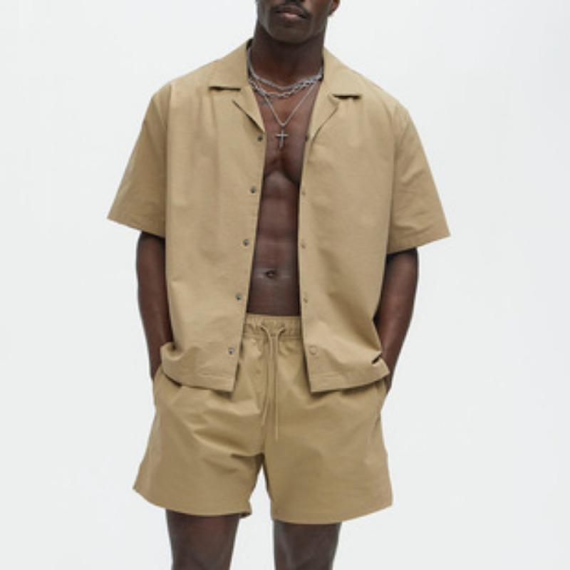 Men's Beaded Short Sleeve Shirt Shorts Collection