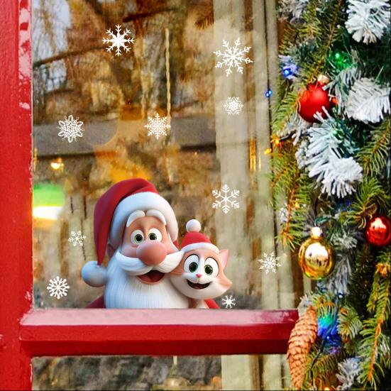 Christmas Window Sticker Removable Waterproof PVC Xmas Snowman Static Glass Cling Holiday Party Decoration Decal