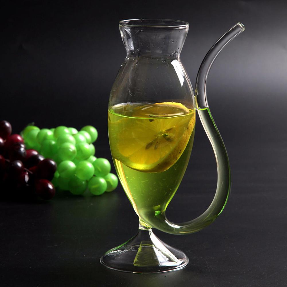 Creative Wine Whiskey Transparent Glass Heat Resistant Sucking Juice Milk Drinking Tube Straw Cup Kitchen Drinkware
