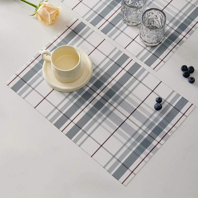Japanese-style simple placemat Western food mat Household plaid table mat Dining table mat Coaster bowl mat Woven anti-scalding and heat insulation ma