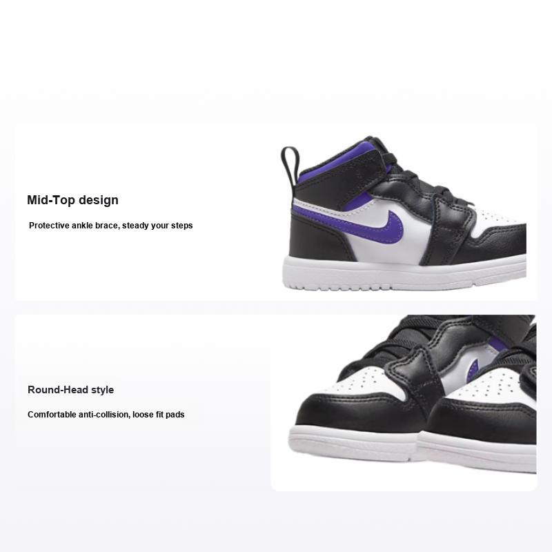 Кроссовки для малышей Air Jordan 1 Mid ALT TD Темно-фиолетовый Черный Белый AR6352-095 19.5