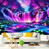 2D Glowing Waterfall Tapestry Psychedelic Purple Forest Backdrop Cloth for Living Room