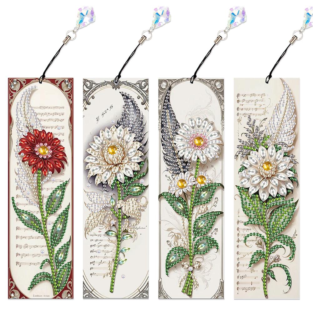 4Pcs DIY Irregular Shaped Diamonds Diamond Art Bookmark for DIY Making Beginners Adult Art Craft Supplies Handmade Birthday Gift