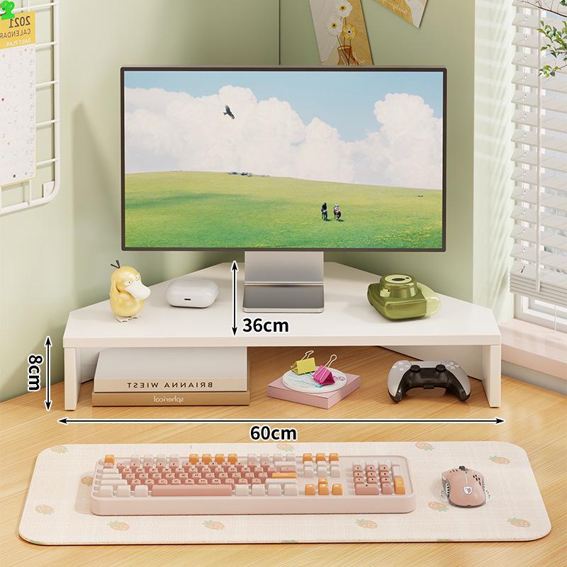 Corner Desktop Monitor Stand with Storage Rack
