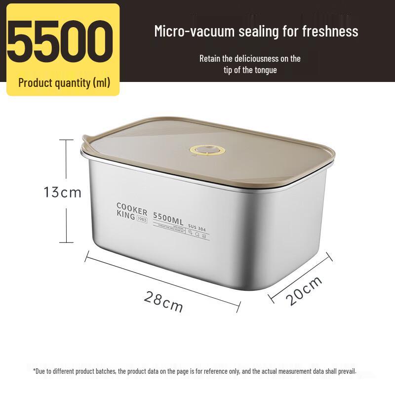 Chu Da Huang 5500ml 304 Edelstahl Mikro-Vakuum Lebensmittelaufbewahrungsbehälter