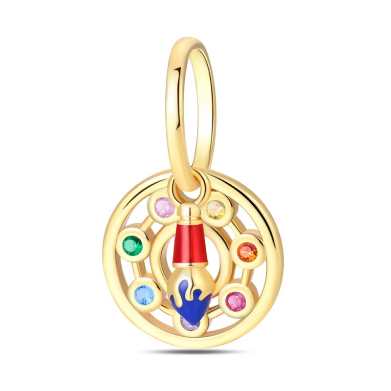 

100% Copper Color Drawing Board Palette Art Inspiration Series Charms Beads Fit Pan Original Bracelets Diy Fine Jewelry Gift