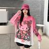 Sweet Cartoon Fun Print Mink Cashmere Knitwear Sweater for Women - Autumn Korean & Lazy Style with Hot Diamond Accents