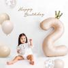 Iysoll 1-Year Birthday Decoration 40-Inch Number Balloon Muted Colors Balloon Garland Felt First Birthday Crown Number 1 Caramel
