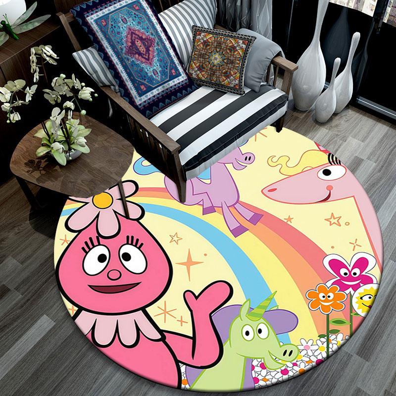 Yo Gabba Gabba!,Round Area Rug,Carpet Rug for Living Room Bedroom Sofa Playroom Decor,Non-slip Floor Mat