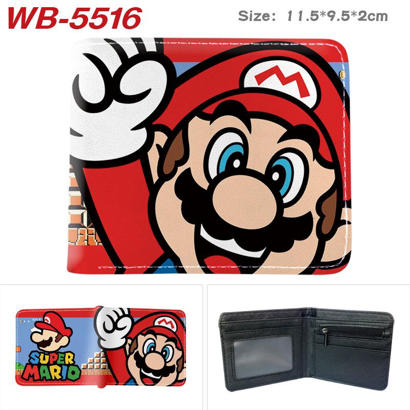 Super Mario Cartoon Full-Color Print Bi-Fold Wallet Anime Student Unisex Short Purse