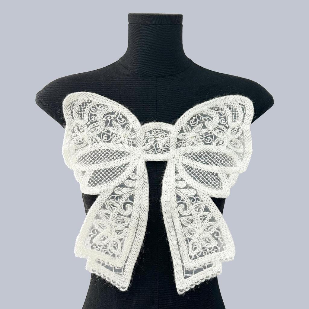 Stylish Bowknot Wool Embroidered Beaded Applique Corsage Flower Collar