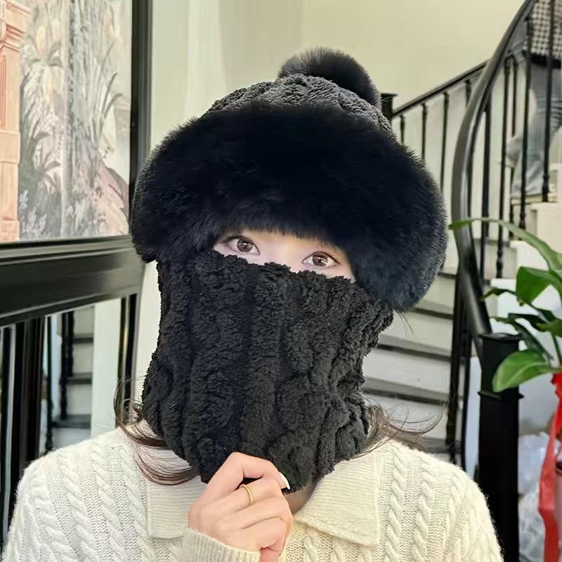 Women's Autumn Winter Baotou Neck Mask Integrated Ear Protection Windproof Hat Parent Thickened Warm Hat