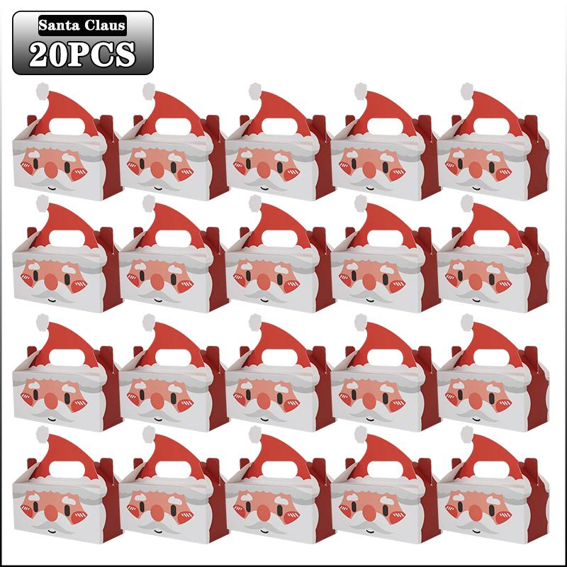 Christmas Small Gift Boxes Cardboard Goodie Treat Boxes Easy To Assemble Paper Boxes for Kids Santa Claus Party Favors Supplies