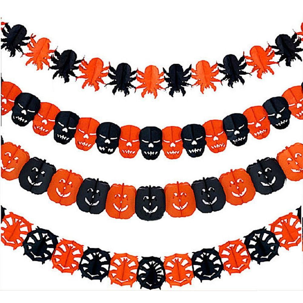 Bat Halloween Paper Latte Art Pumpkin Pumpkin Skull Pendant Ghost Paper Banner  Scene Layout