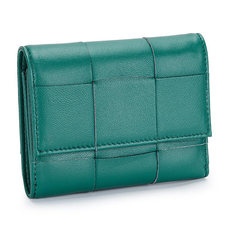 Sheepskin Knitted Three-fold Women's Wallet Fashionable Multifunctional Short Change Purse