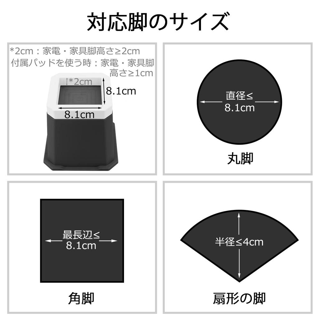 Umelee Table Height Height Adjuster for Furniture and Appliance Fits Large Suitable for Leg Prevents Floor 1000kg Load Pack of 4 Adjuster, 12.5cm