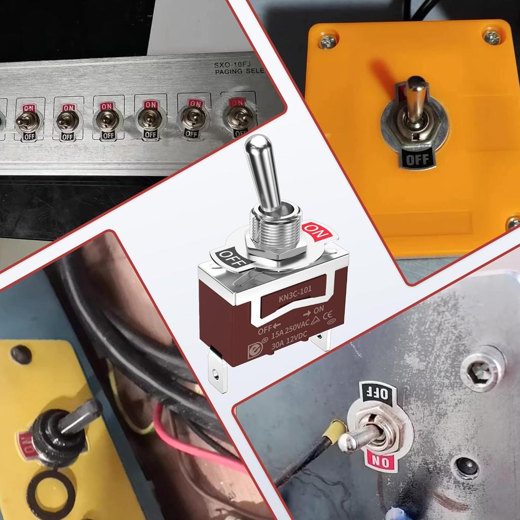 Waterproof Toggle Switch 12V Marine Boat Automotive Car SPST 2 Pin ON Off Toggle Switch with Boot Cover 30A 12 Volt 120V Heavy Duty -4pcs