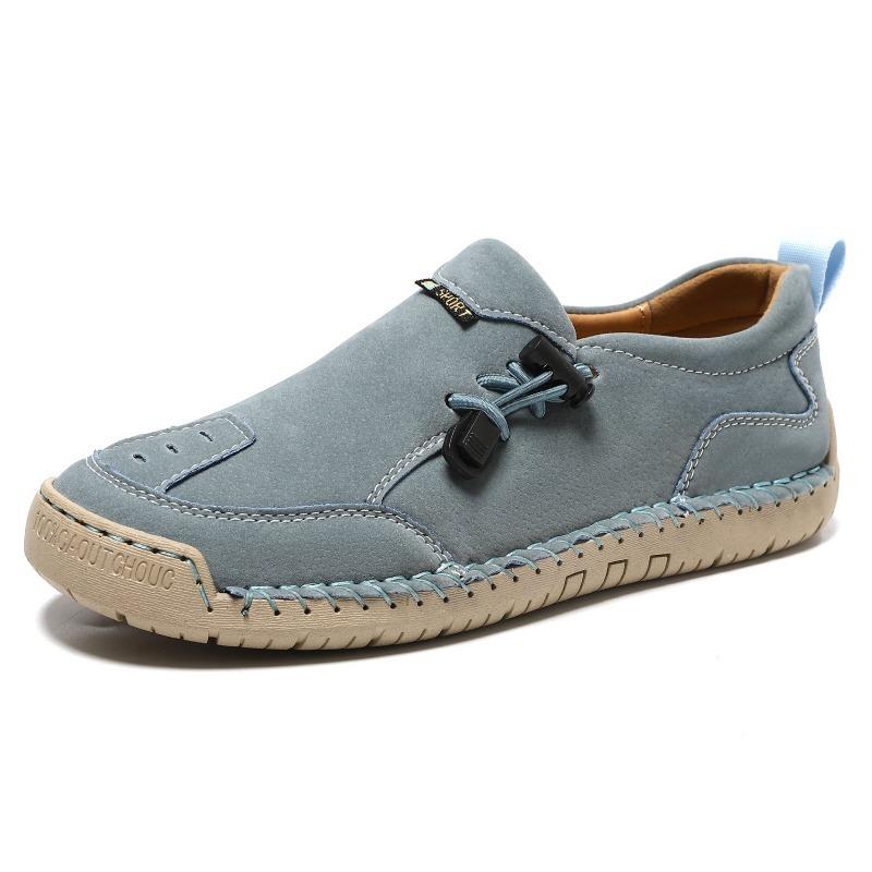 Plus Size Men's Handmade Casual Leather Shoes – Outdoor Fashion Lace-Up Oxfords with Non-Slip Sole, Lightweight Comfortable Walking Footwear