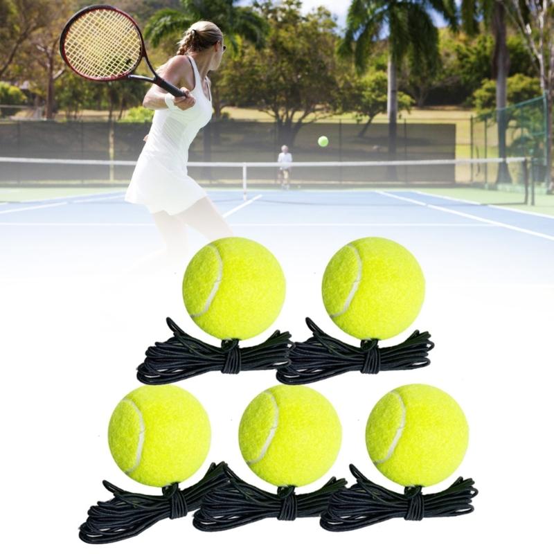 5Pcs Tennis Training Balls with String Tennis Trainer Balls Rebounds Practice Balls for Indoor and Outdoor Tennis Practice