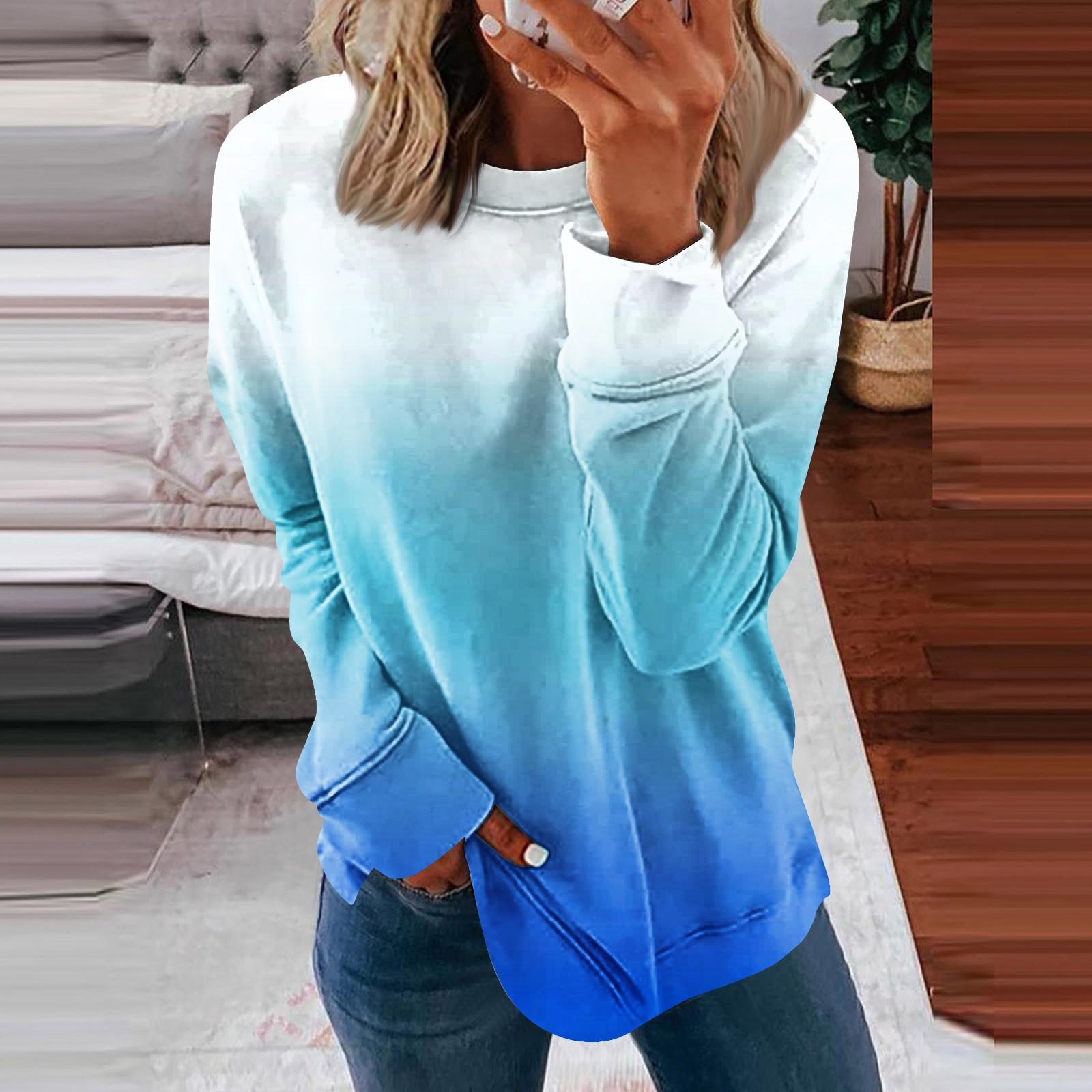 Женская повседневная модная блузка с длинным рукавом и круглым вырезом с цветочным — фото 10