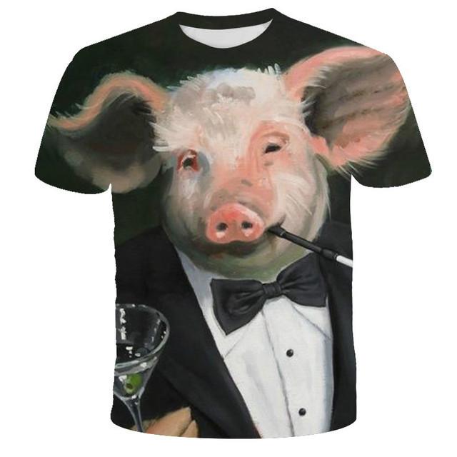Men Fashion Short Sleeve 3d Print T Shirt Round Neck Summer Plus Size Tees