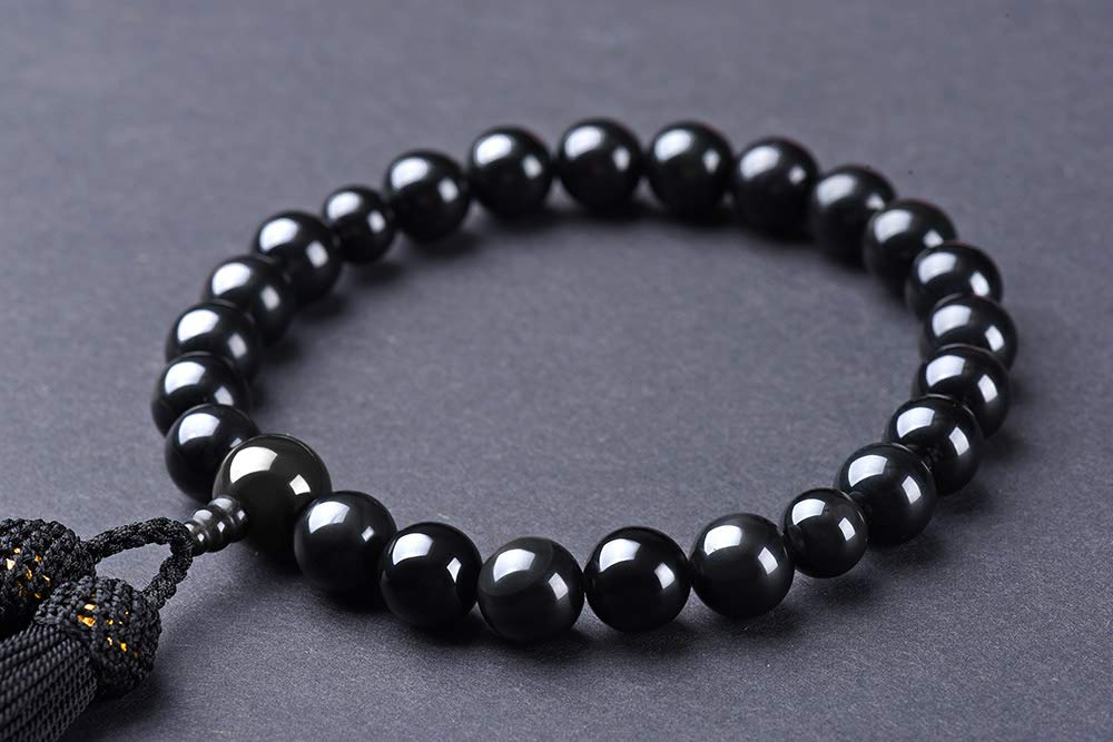 Men's Onyx Prayer Beads with Silk Tassel and Headband, Includes Prayer Bead Bag