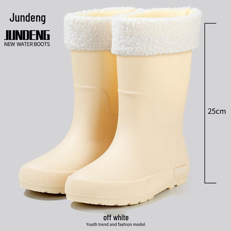 Women's Mid-Calf Waterproof Fashion Rain Boots - Non-slip, Wear-resistant, Solid Color Outdoor Water Shoes
