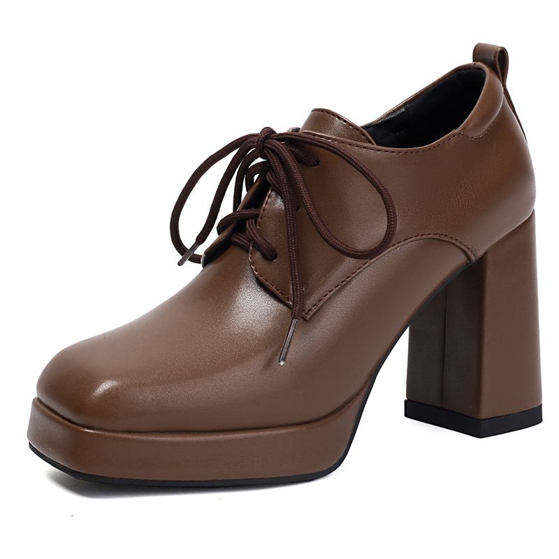 

Бренд Винтаж Женские Туфли Квадратный Носок Блочный Каблук 9,5 см Платформа 2 см На Шнуровке Большой Размер 46 47 48 Офисная Леди Повседневная Обувь 46 коричневый