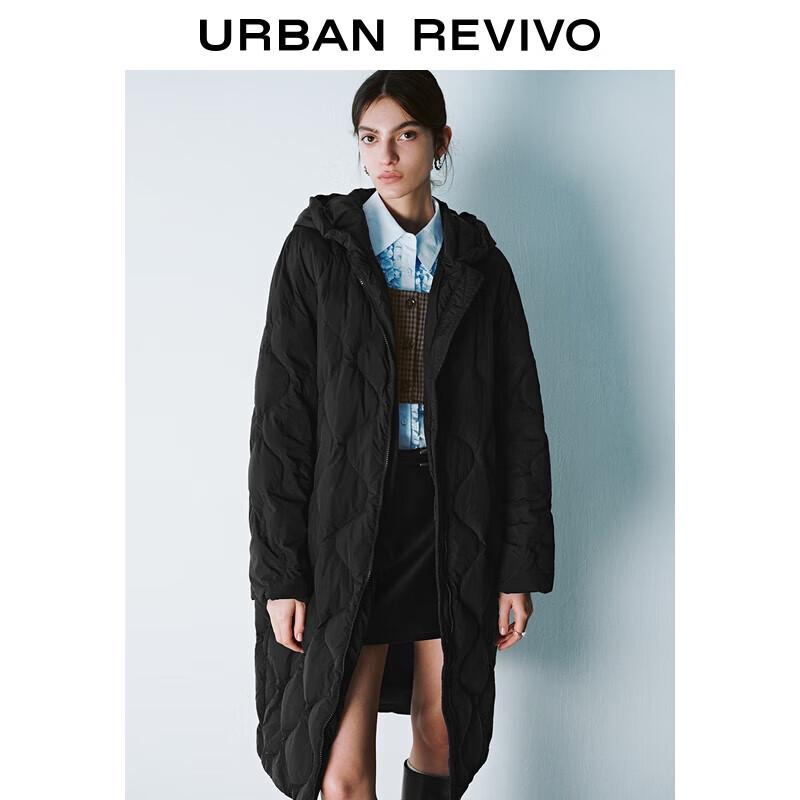 Женская стеганая пуховая куртка с капюшоном и двойной молнией UR S