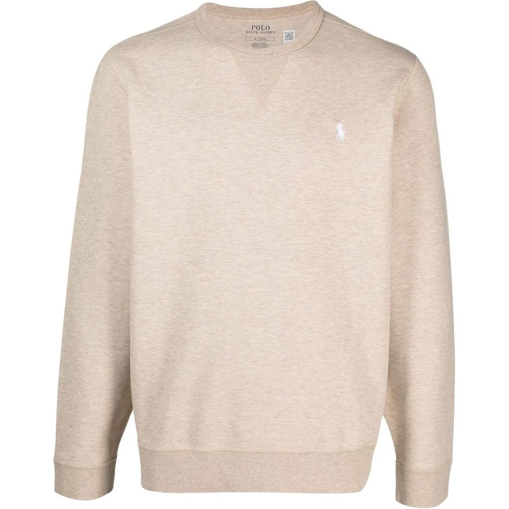 Polo Ralph Lauren Solid Color Logo Embroidered Crew Neck Pullover Long Sleeve Sweatshirt Men Sweatshirt Beige 710881519-010