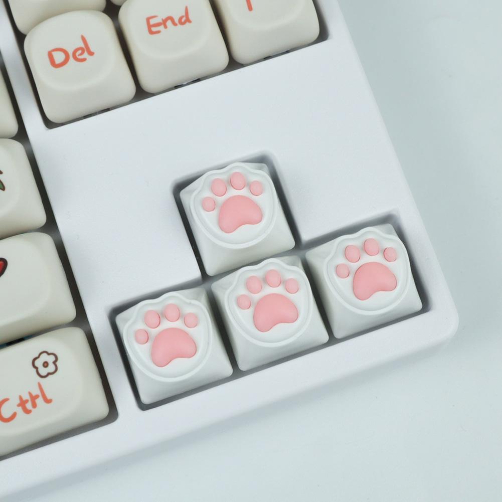1/4Pcs Lovely Cat Claw Keycaps Cross Axis Key Cap Pink White Cartoon DIY Decoration For Mechanical Keyboard Arrow Keys