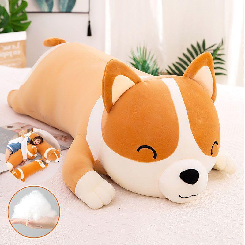 Long Corgi Plush Toys Throw Pillow Cushion Soft Stuffed Animal Doll For Xmas Birthday Gift