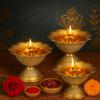 Brass Akhand Diya/Oil Lamp for Pooja, Mandir and Home Decoration (L-6.985 CM) 2pcs