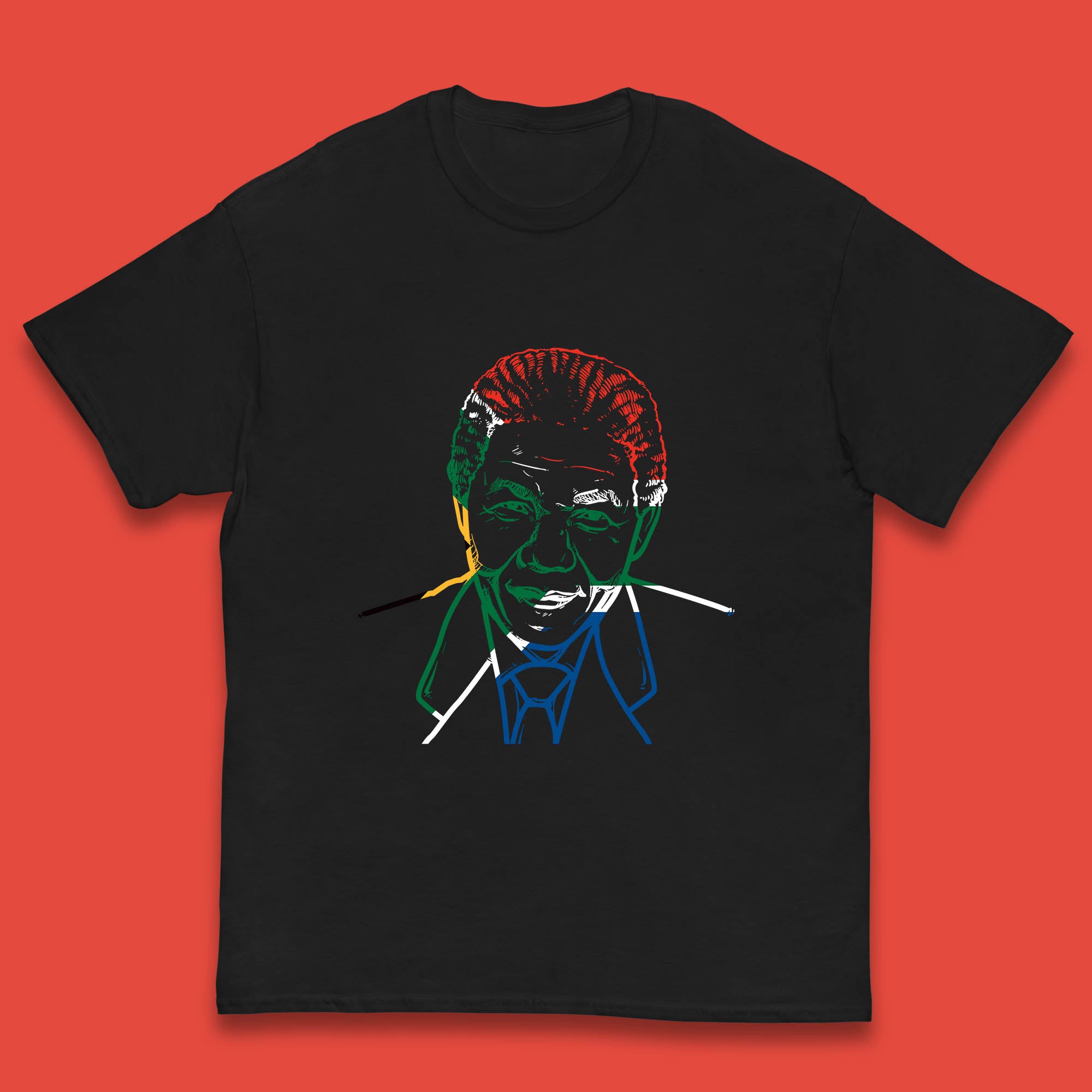 Nelson Mandela Line Art Portrait Black Lives Matter Nelson Mandela International Day Kids T Shirt 130