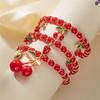Fashion Cherry Shape Heart Pendant Bracelets Set for Women Handmade Red Beads Strawberry Stacking Bracelets Party Jewelry Gift