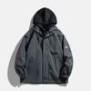 Mens Hooded Windbreaker Jacket Casual Streetwear Loose Fit Layered Look