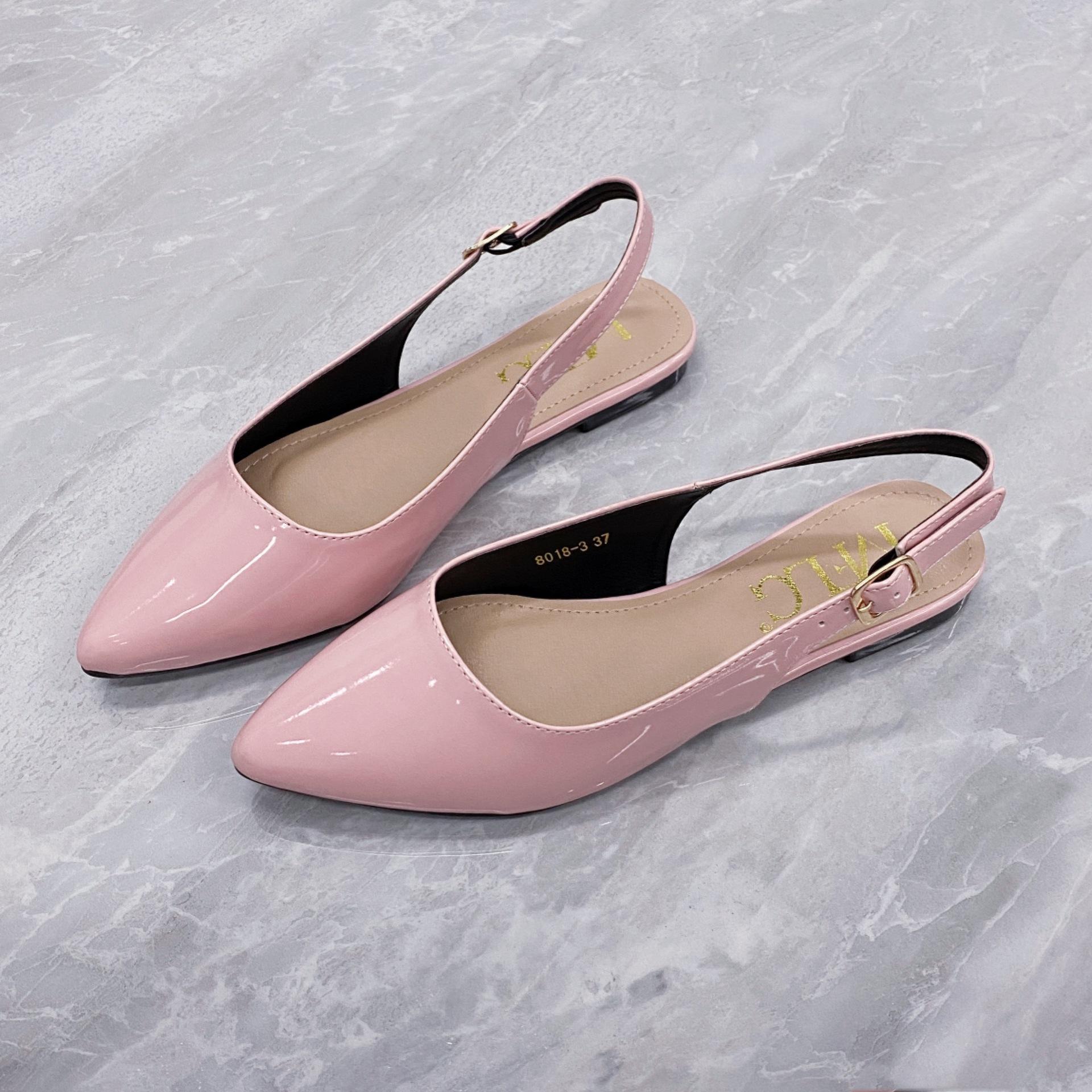 Женские туфли на плоской подошве с открытым носком закрытым носком сандалии с пряжкой на ремешке женские удобные летние офисные туфли без застежек 42 розовый 2600₽