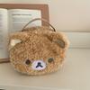 1pc Women Pouch Cute Plush Teddy Bear Makeup Bag Kawaii Portable Travel Cosmetics Lipstick Organizer with Mesh Pouch Girls Gift