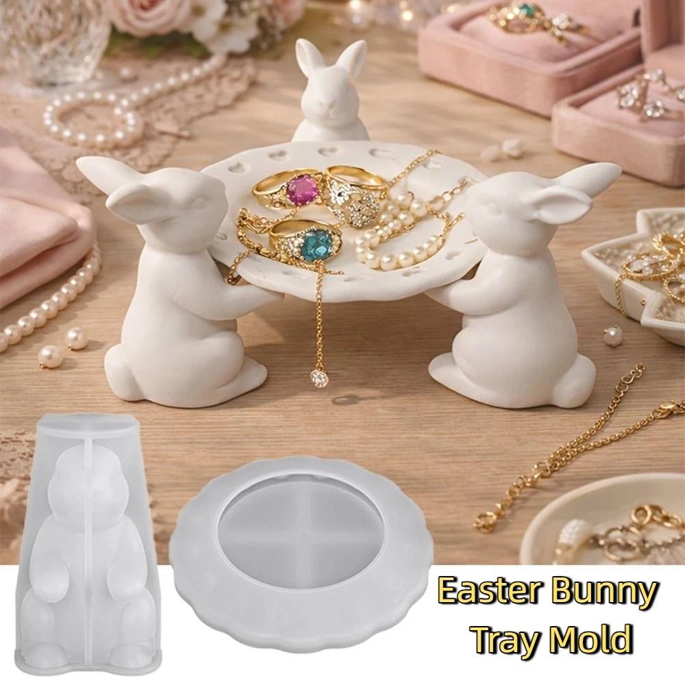 3D Easter Bunny Tray Mold Non-stick Easter Bunny Mold Decorative Candy Plates  Party