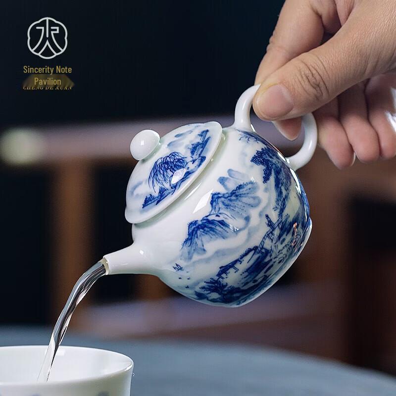 Jingdezhen Hand-painted Blue & White Porcelain Teapot